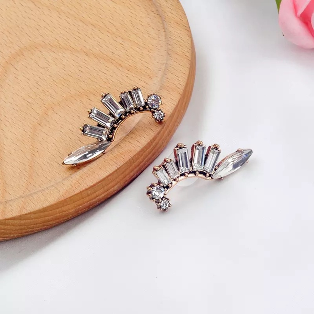 Wing Shaped Crystal Glass Earrings - Picture 5 of 6
